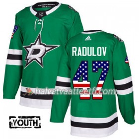 Lasten NHL Dallas Stars Pelipaita Alexander Radulov 47 Adidas 2017-2018 Kelly Vihreä USA Flag Fashion Authentic